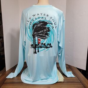 Salt Water Soul Graphic LS Tee "Coastal USA" Lt Blue - Size Large